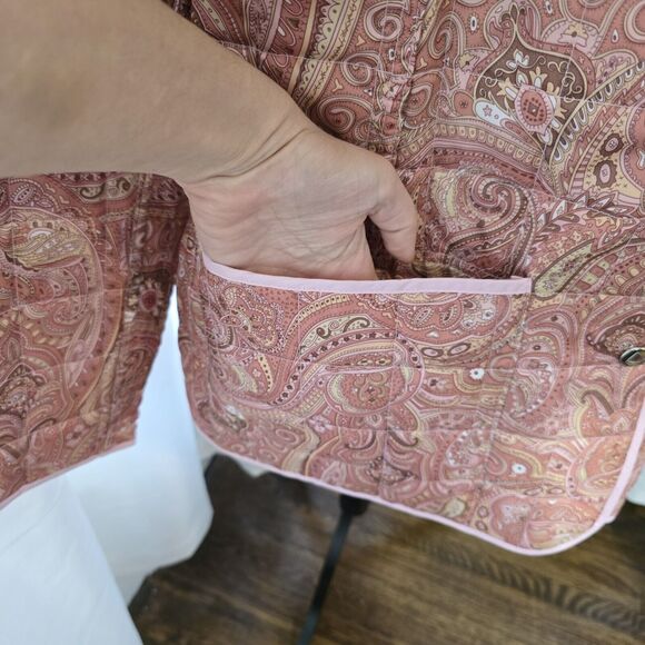 Liz Claiborne Reversible Quilted Coat Jacket Large Women Pink Paisley Lightweigt - Picture 4 of 11
